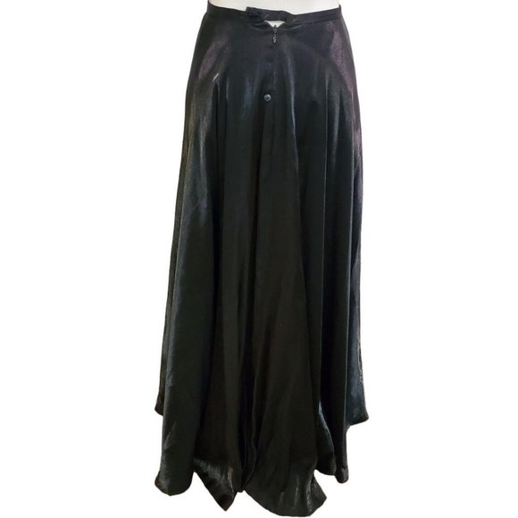 Vintage 90s Cache‎ Silver Black Metallic Long Formal Skirt Sz 2 - Picture 4 of 9